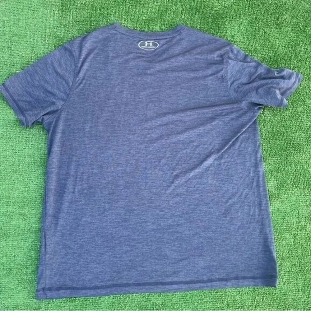 Men's Under Armour Dark Blue Heatgear Loose Fit Athletic V-neck T- Shirt Size L - Picture 4 of 5